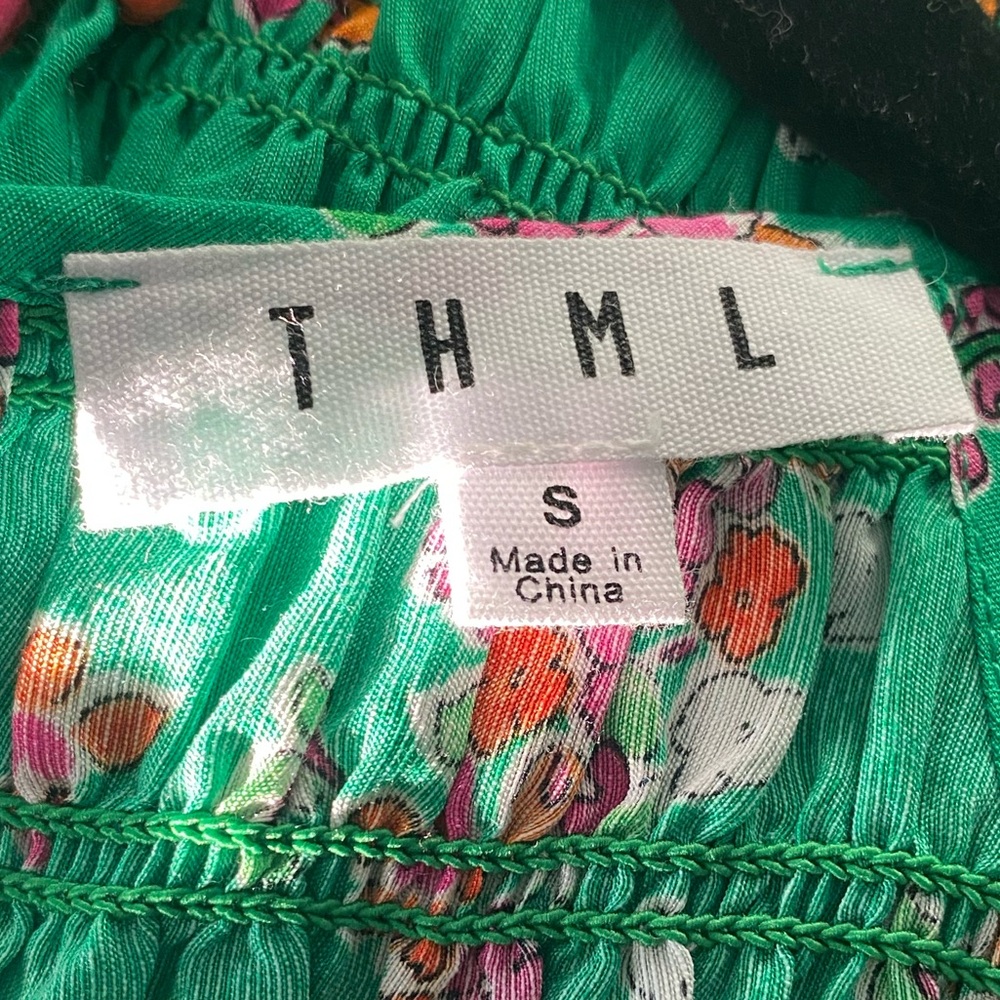 THML Green Floral Smocked Maxi Tiered Sundress - Picture 11 of 12